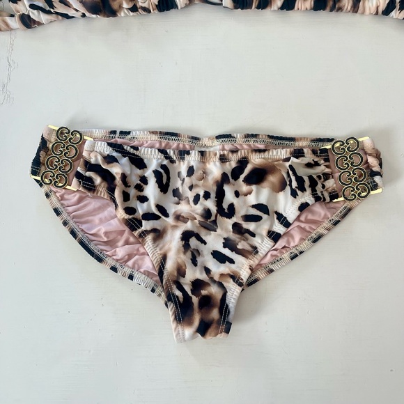 8 PIECE LOT TARA GRINNA Hipster Triangle Top Bikini Set Black Gold Animal Print - Picture 8 of 16